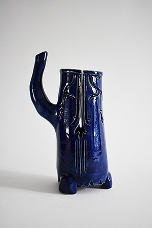 Blue glazed decorative ceramic vase.