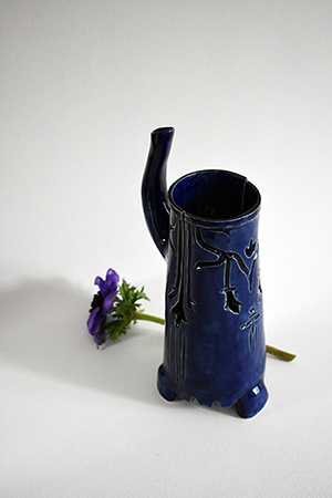 Blue glazed decorative ceramic vase