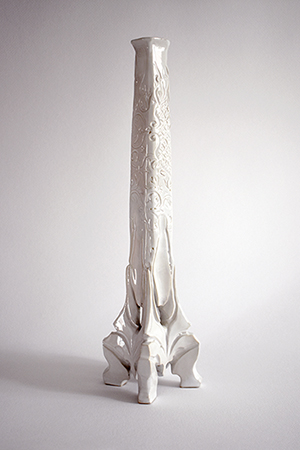 Ceramic Candlestic, white color.