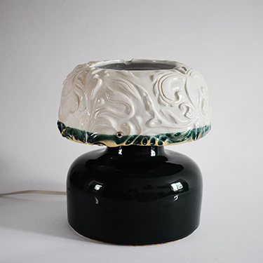 Green and white decorative ceramic glazed lamp